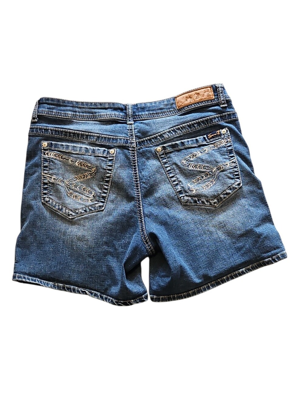 Women’s Blue Denim Shorts with Embroidered Back Pockets Seven Jeans Size 12